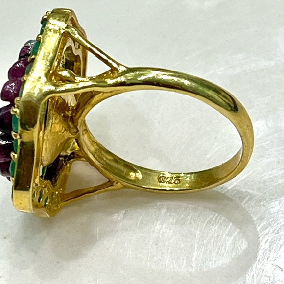 Genuine 7ct Ruby Emerald 14KGP Ring - Picture 5 of 6